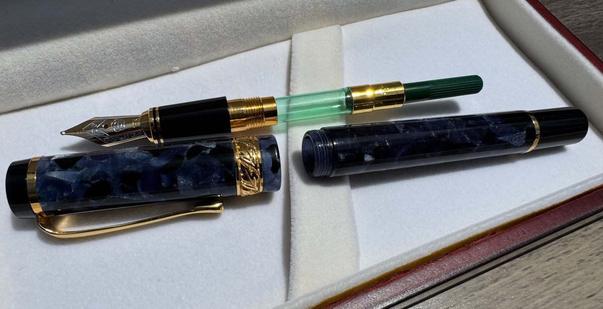 2006 Fountain Pen - Blue Cracked Ice Acrylic, 18K Gold F Nib