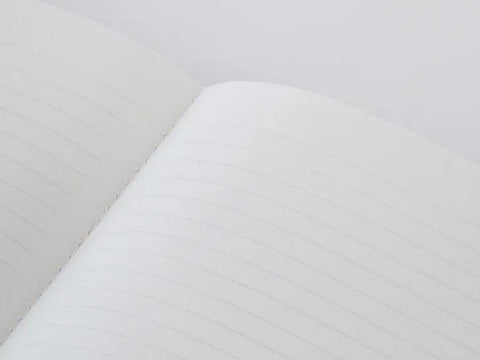 Open GRAPHILO A5 notebook showing smooth 8 mm ruled fountain pen paper