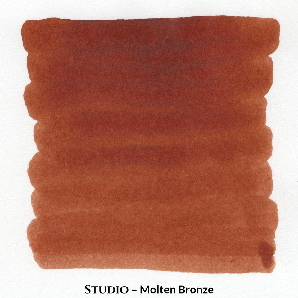 Inkforge Studio Molten Bronze warm brown fountain pen ink in a 30 ml bottle