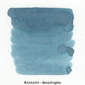 Inkforge Radiant Boreal Lights icy teal fountain pen ink with multicolor shimmer in a 30 ml bottle