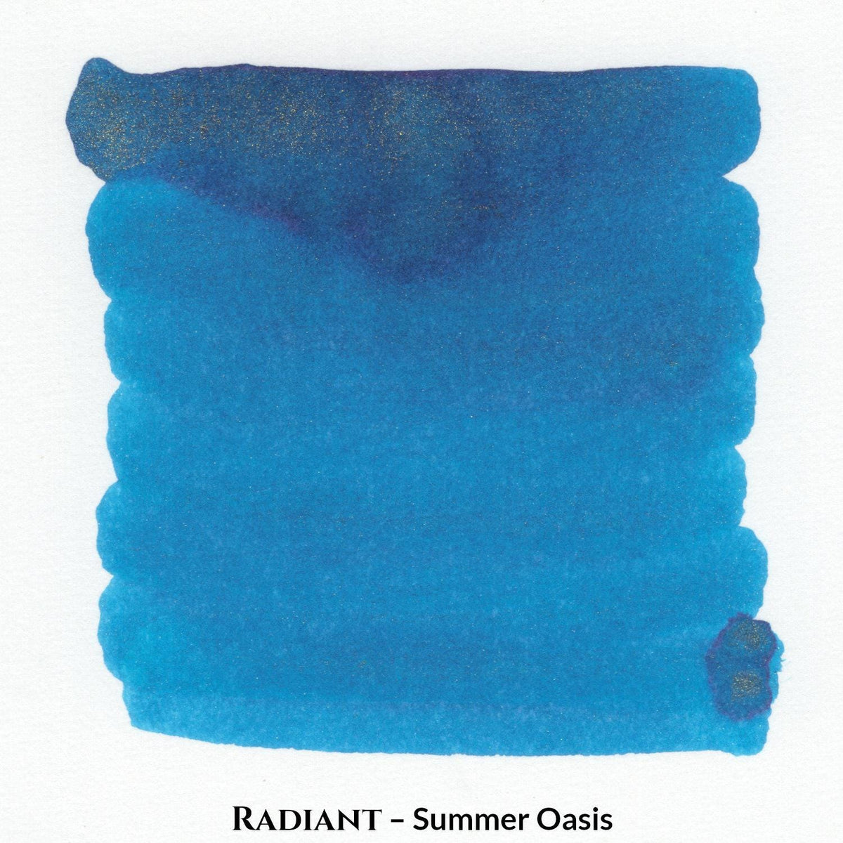 Inkforge Radiant Summer Oasis aqua-blue fountain pen ink with shimmer in a 30 ml bottle