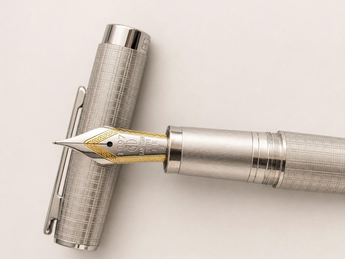 Hongdian Galaxy fountain pen in solid 925 sterling silver with a 14K gold nib